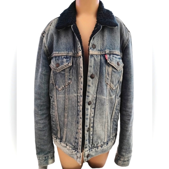 Levi's | Sherpa Denim Jacket | Navy Blue | Size Small - Picture 2 of 9